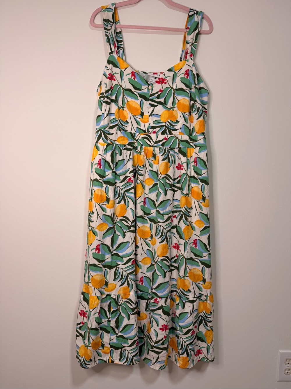 Ava & Viv Yellow Lemon Print Midi Dress